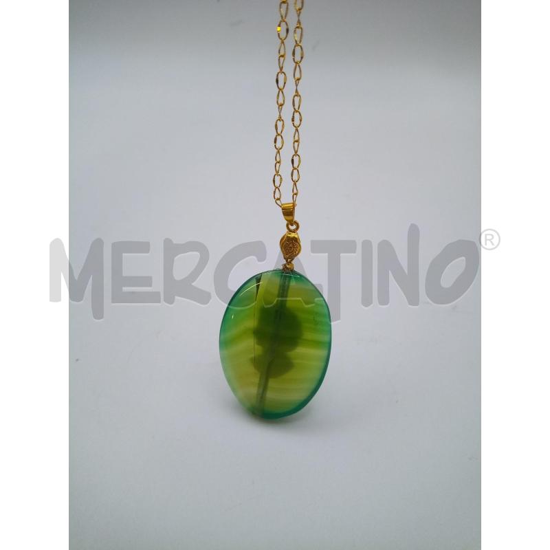 COLLANA CATENINA DORATA CHIUSURA 925 CIONDOLO GIADA CAMMEO MADREPERLA | Mercatino dell'Usato Roma porta maggiore 3