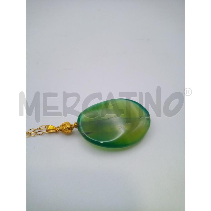 COLLANA CATENINA DORATA CHIUSURA 925 CIONDOLO GIADA CAMMEO MADREPERLA | Mercatino dell'Usato Roma porta maggiore 5