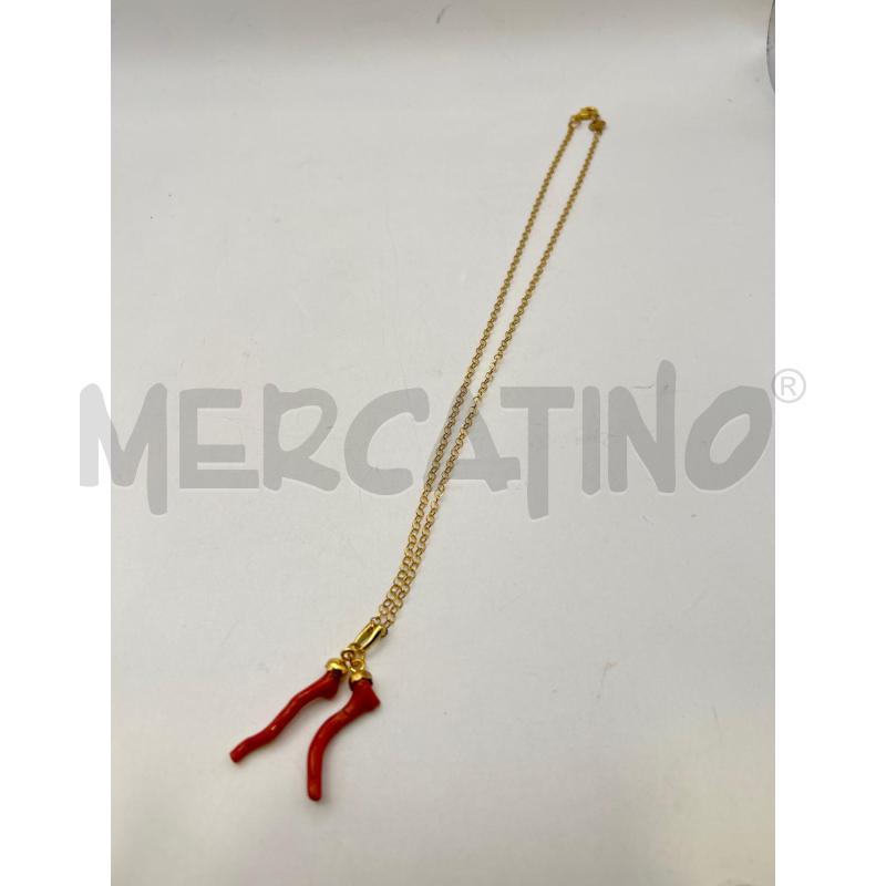 COLLANA CATENINA GOLD DOPPIO CIONDOLO RAMETTO CORALLO | Mercatino dell'Usato Roma porta maggiore 2