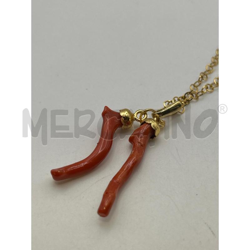 COLLANA CATENINA GOLD DOPPIO CIONDOLO RAMETTO CORALLO | Mercatino dell'Usato Roma porta maggiore 4