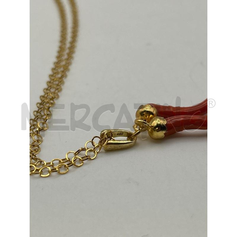 COLLANA CATENINA GOLD DOPPIO CIONDOLO RAMETTO CORALLO | Mercatino dell'Usato Roma porta maggiore 5