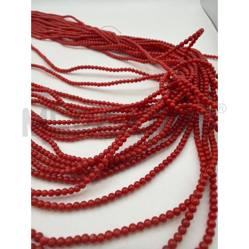 COLLANA MULTIFILO CORALLO ROSSO CHIUSURA SFERE PICCOLE ARGENTATE | Mercatino dell'Usato Roma porta maggiore 2