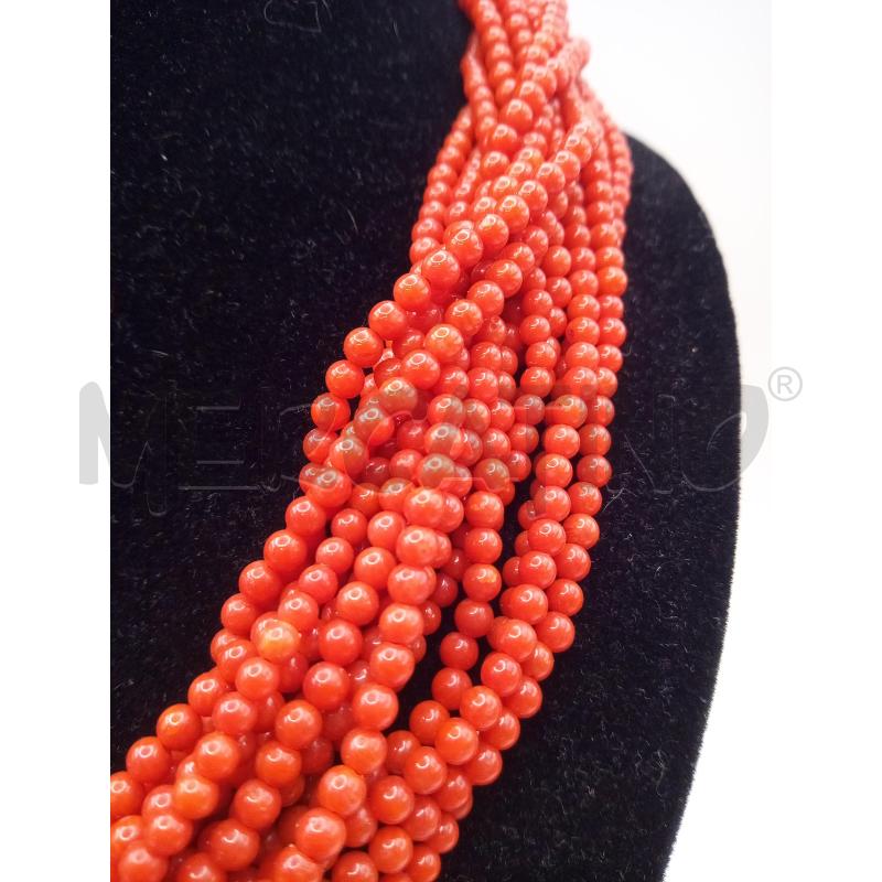COLLANA MULTIFILO PERLINE CORALLO CHIUSURA 925 | Mercatino dell'Usato Roma porta maggiore 2