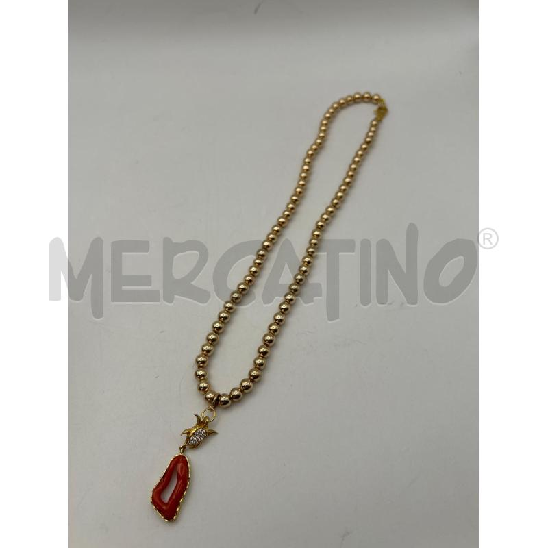COLLANA SFERE GOLD CIONDOLO TARTARUGA GOLD STRASS CORALLO | Mercatino dell'Usato Roma porta maggiore 2