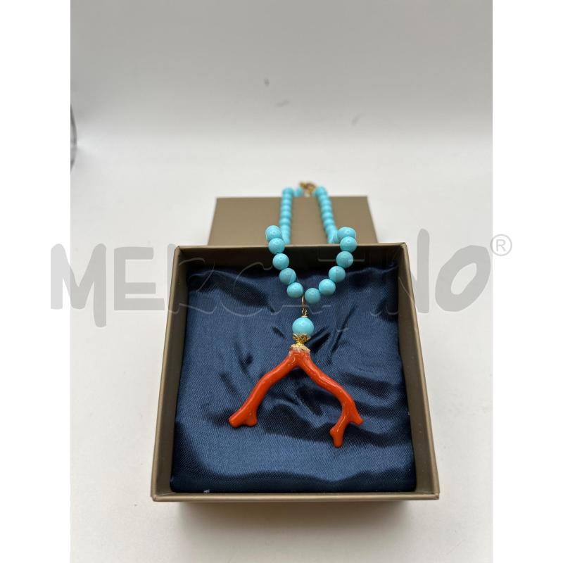 COLLANA SFERE PASTA TURCHERE CIONDOLO RAMO CORALLO | Mercatino dell'Usato Roma porta maggiore 1