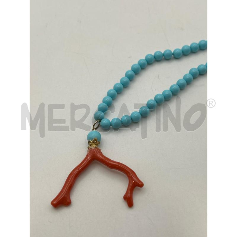 COLLANA SFERE PASTA TURCHERE CIONDOLO RAMO CORALLO | Mercatino dell'Usato Roma porta maggiore 4