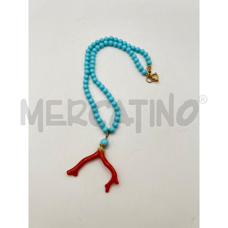 COLLANA SFERE PASTA TURCHERE CIONDOLO RAMO CORALLO | Mercatino dell'Usato Roma porta maggiore 5