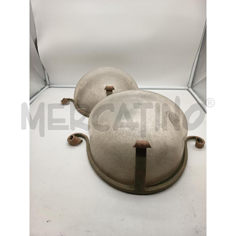 COPPIA APPLIQUE 1L VETRO SCAVO DUE LEONI STRUTTURA FERRO  | Mercatino dell'Usato Roma porta maggiore 1
