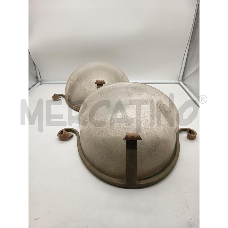COPPIA APPLIQUE 1L VETRO SCAVO DUE LEONI STRUTTURA FERRO  | Mercatino dell'Usato Roma porta maggiore 3