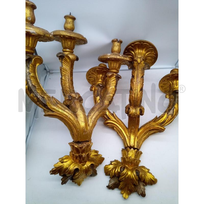 COPPIA APPLIQUE 3L LEGNO DORATO FOGLIE EPOCA | Mercatino dell'Usato Roma porta maggiore 1