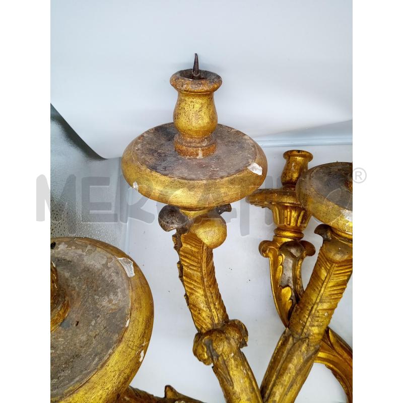 COPPIA APPLIQUE 3L LEGNO DORATO FOGLIE EPOCA | Mercatino dell'Usato Roma porta maggiore 5