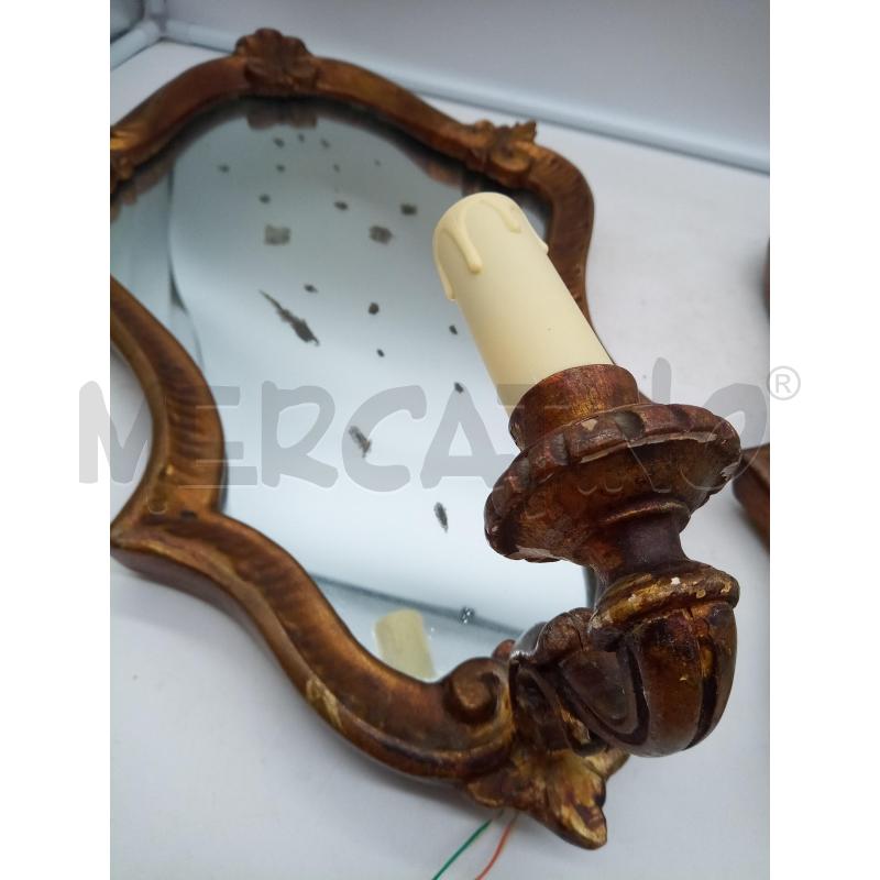 COPPIA APPLIQUE SPECCHIATA 1L  CORNICE LEGNO | Mercatino dell'Usato Roma porta maggiore 2