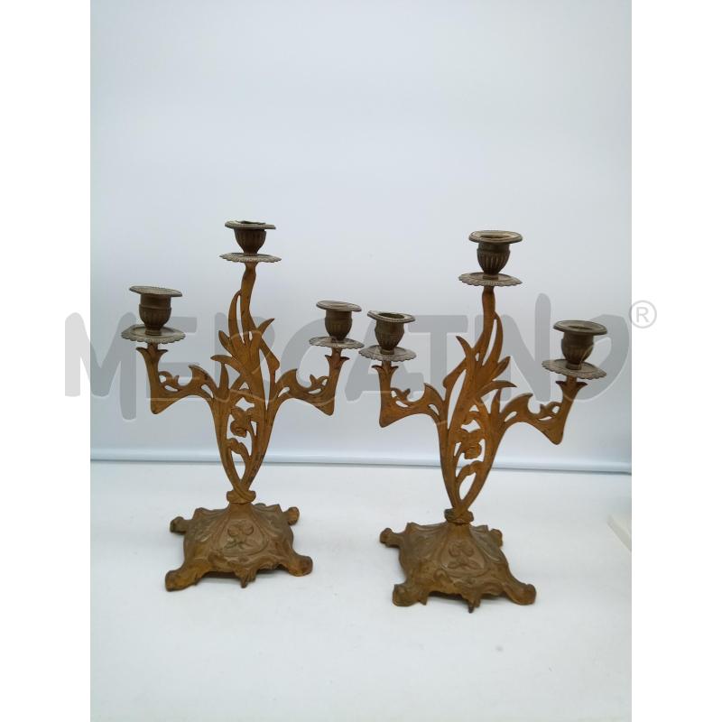 COPPIA CANDELABRI METALLO 3F LIBERTY  | Mercatino dell'Usato Roma porta maggiore 1