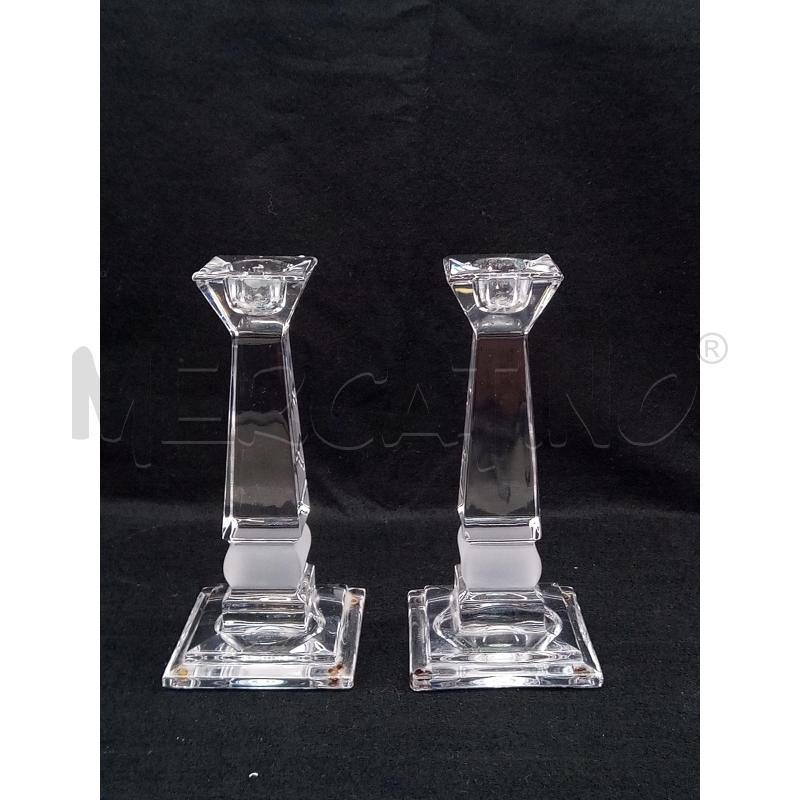 COPPIA CANDELABRI SQUADRATI CRISTALLO SEVRES  | Mercatino dell'Usato Roma porta maggiore 1
