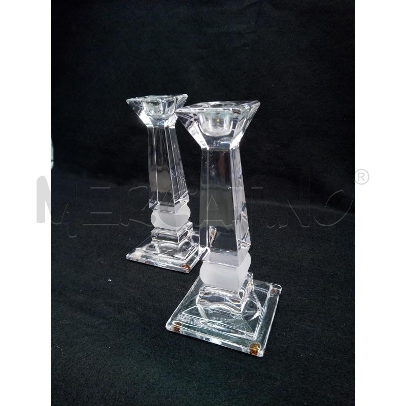 COPPIA CANDELABRI SQUADRATI CRISTALLO SEVRES  | Mercatino dell'Usato Roma porta maggiore 3
