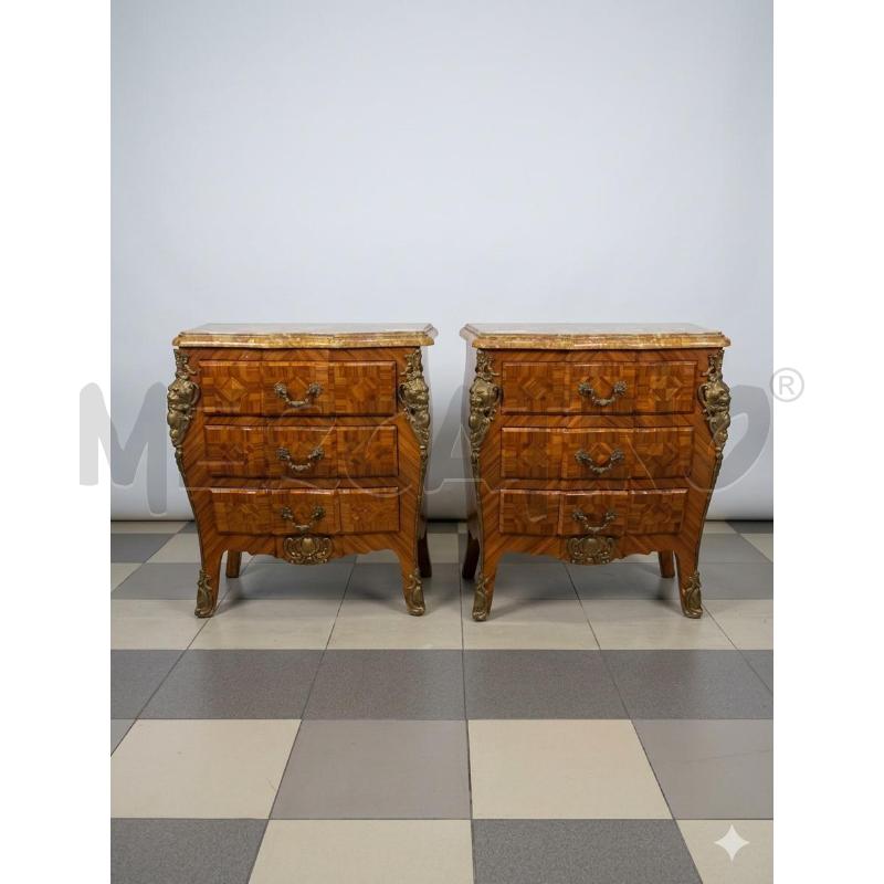 COPPIA COMODINI PIANO MARMO 3 CASS BRONZI | Mercatino dell'Usato Roma porta maggiore 1
