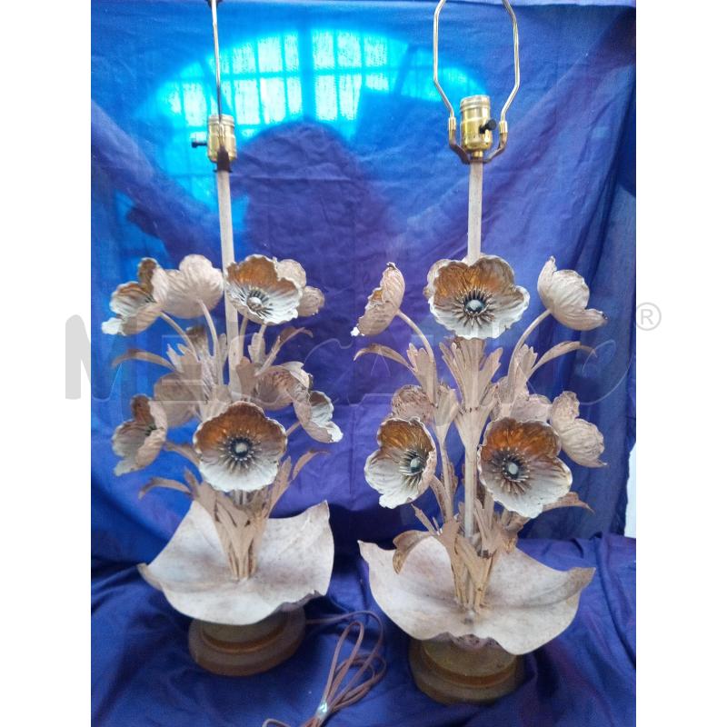 COPPIA LAMPADE FERRO BATTUTO FIORI COLLECTION FRACAISE MADE IN USA  | Mercatino dell'Usato Roma porta maggiore 1