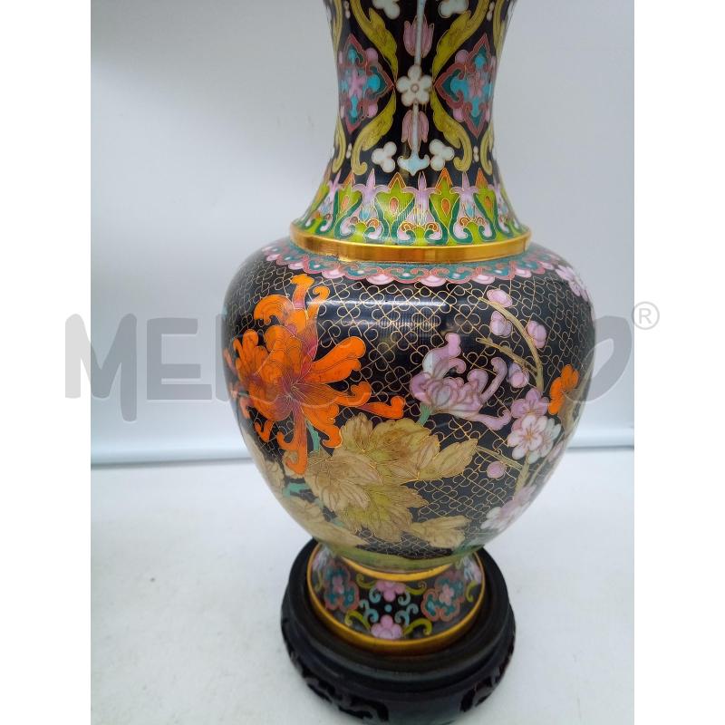 COPPIA VASI CLOISONNÈ FONDO NERO FIORI UCCELLI | Mercatino dell'Usato Roma porta maggiore 5