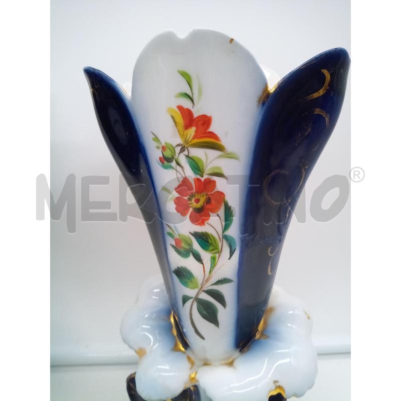 COPPIA VASI PORC VECCHIA PARIGI FASCE BLU FIORI DIFETTI | Mercatino dell'Usato Roma porta maggiore 3