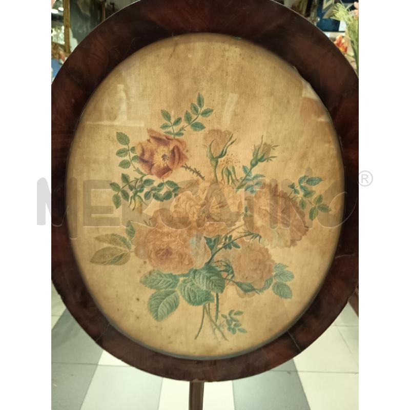COPRI CAMINO LEGNO OVALE CON TESSUTO DIPINTO FLOREALE  | Mercatino dell'Usato Roma porta maggiore 3