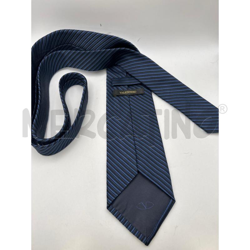 CRAVATTA VALENTINO BLU NERA RIGATA | Mercatino dell'Usato Roma porta maggiore 2