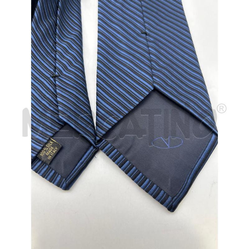 CRAVATTA VALENTINO BLU NERA RIGATA | Mercatino dell'Usato Roma porta maggiore 3