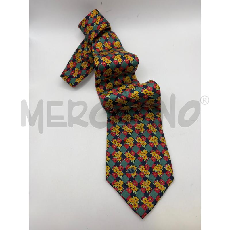 CRAVATTA VALENTINO SCACCHI VERDI BLU FIORELLINI GIALLI ROSSI | Mercatino dell'Usato Roma porta maggiore 2