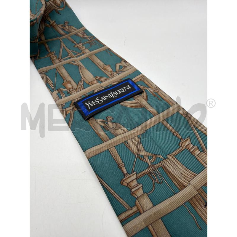 CRAVATTA YVES SAINT LAURENT VERDE FANTASIA ROMANA | Mercatino dell'Usato Roma porta maggiore 2