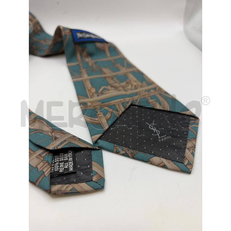 CRAVATTA YVES SAINT LAURENT VERDE FANTASIA ROMANA | Mercatino dell'Usato Roma porta maggiore 3