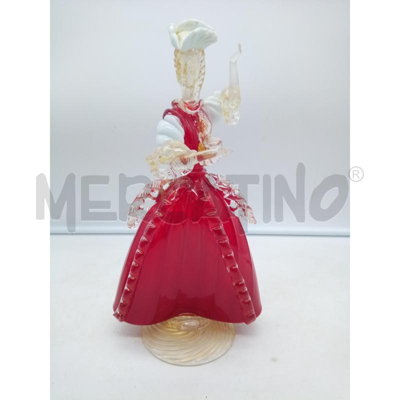 DAMA VETRO MURANO ROSSO INCL ORO BASE DIFETTATA | Mercatino dell'Usato Roma porta maggiore 1