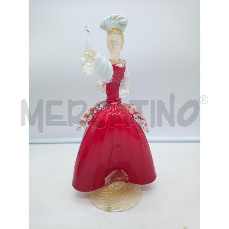 DAMA VETRO MURANO ROSSO INCL ORO BASE DIFETTATA | Mercatino dell'Usato Roma porta maggiore 3