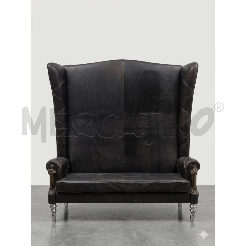 DIVANO VISIONAIRE CAVALLI PELLE NERA SCHIENALE 1.70CM | Mercatino dell'Usato Roma porta maggiore 1