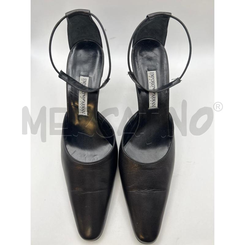 EMPORIO ARMANI DECOLLETE NERE PELLE LACCETTO ELASTICO FINO CAVIGLIA | Mercatino dell'Usato Roma porta maggiore 1