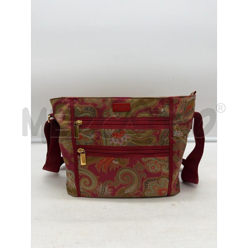 ETRO PROFUMI BORSA DONNA ROSSA DETT FLOREALI VERDI  | Mercatino dell'Usato Roma porta maggiore 1