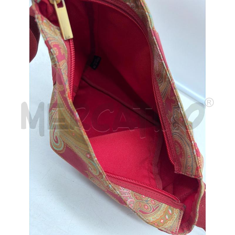 ETRO PROFUMI BORSA DONNA ROSSA DETT FLOREALI VERDI  | Mercatino dell'Usato Roma porta maggiore 3