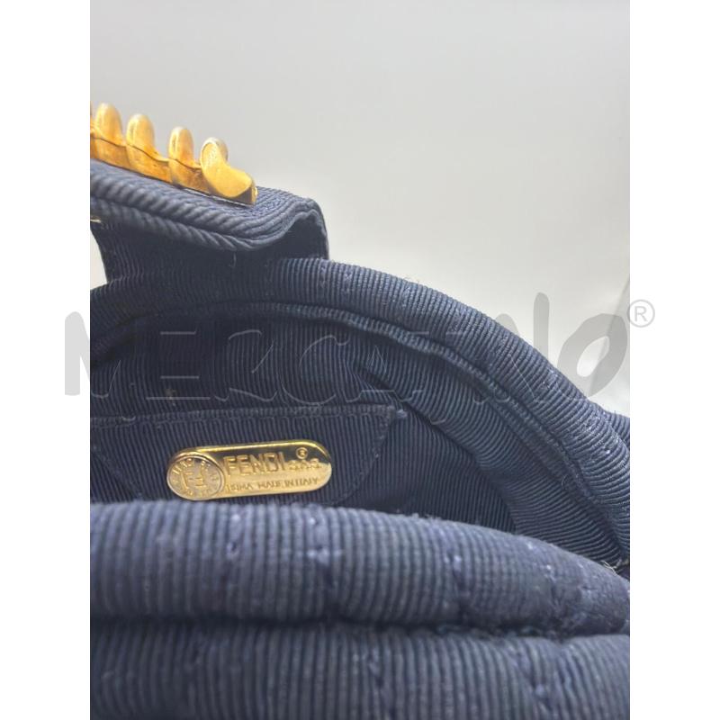 FENDI BORSA DONNA BLU FUSILLO GOLD TRACOLLA TRAPUNTATA MINI   | Mercatino dell'Usato Roma porta maggiore 5