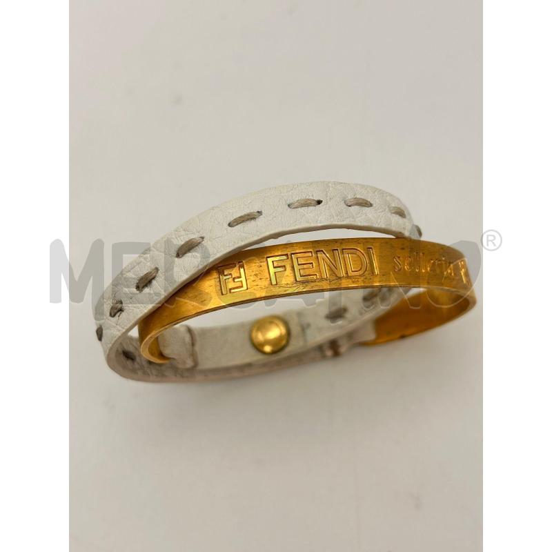 FENDI SELLERIA BRACCIALE PELLE BIANCO PLACCA GOLD | Mercatino dell'Usato Roma porta maggiore 2