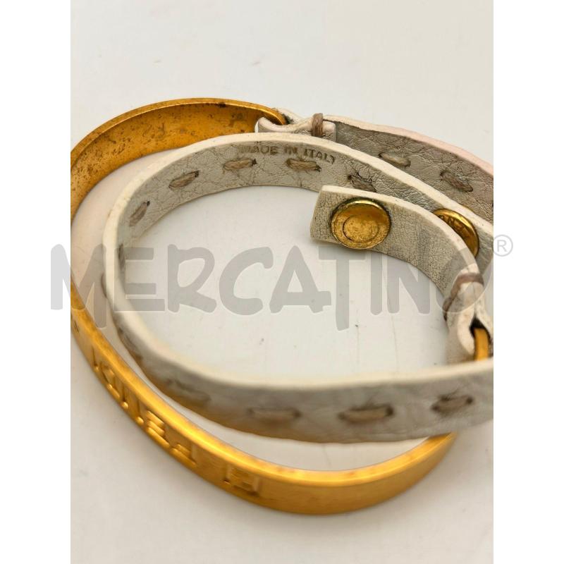 FENDI SELLERIA BRACCIALE PELLE BIANCO PLACCA GOLD | Mercatino dell'Usato Roma porta maggiore 3
