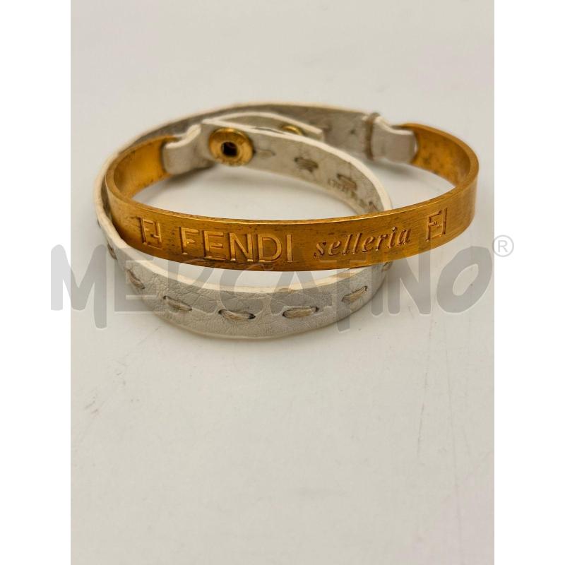 FENDI SELLERIA BRACCIALE PELLE BIANCO PLACCA GOLD | Mercatino dell'Usato Roma porta maggiore 5