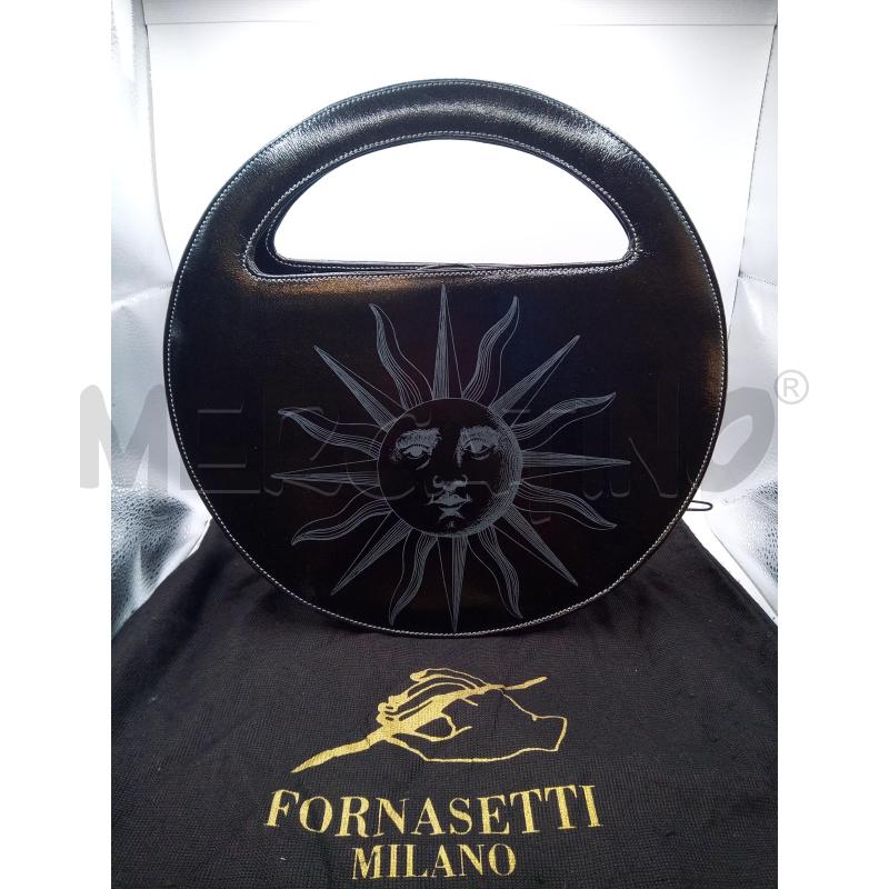 FORNASETTI MILANO BORSA NERA PELLE CIRCOLARE STAMPA SOLE LUNA | Mercatino dell'Usato Roma porta maggiore 1