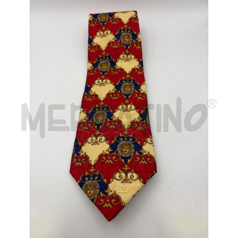 GIANNI VERSACE CRAVATTA FANTASIA ROSSA BEIGE BLU | Mercatino dell'Usato Roma porta maggiore 1