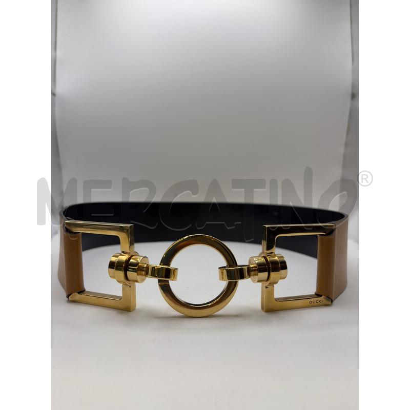 GUCCI CINTURA DONNA PELLE MARRONE FIBBIA IN OTTONE  | Mercatino dell'Usato Roma porta maggiore 1