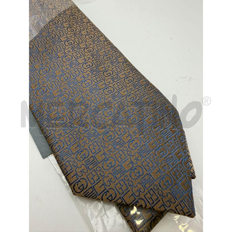 GUCCI CRAVATTA SETA BRONZO MOT BLU GG VARIE  | Mercatino dell'Usato Roma porta maggiore 1