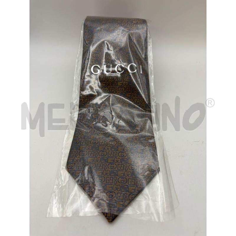 GUCCI CRAVATTA SETA BRONZO MOT BLU GG VARIE  | Mercatino dell'Usato Roma porta maggiore 2