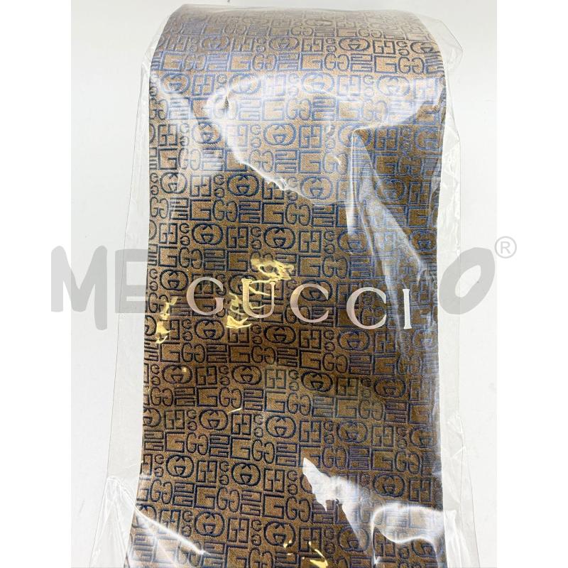 GUCCI CRAVATTA SETA BRONZO MOT BLU GG VARIE  | Mercatino dell'Usato Roma porta maggiore 3