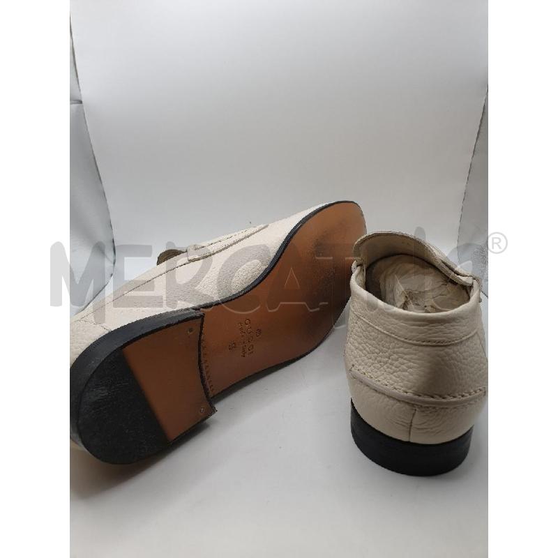 GUCCI MOCASSINI UOMO BIANCHI PELLE MARTELLATA LOGHETTO ARGENTATO | Mercatino dell'Usato Roma porta maggiore 3