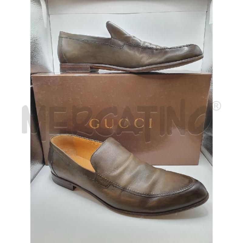 GUCCI MOCASSINI UOMO VERDE OLIVA PELLE | Mercatino dell'Usato Roma porta maggiore 1