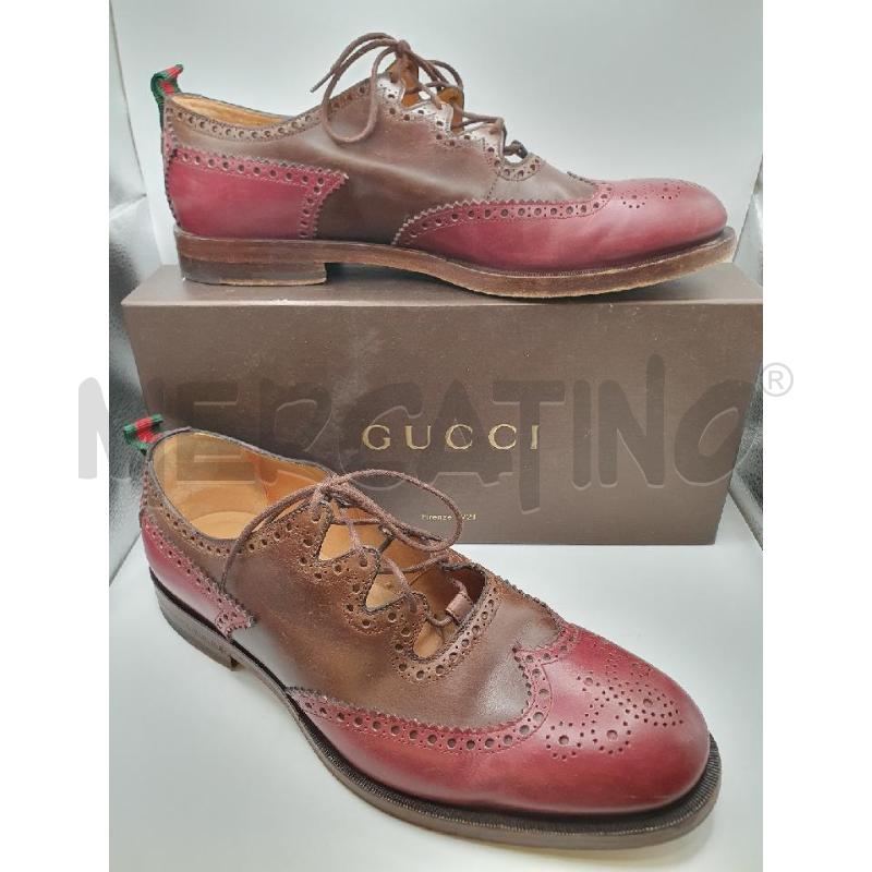 GUCCI SCARPE UOMO BORDEAUX MARRONI PELLE STRINGATE | Mercatino dell'Usato Roma porta maggiore 1