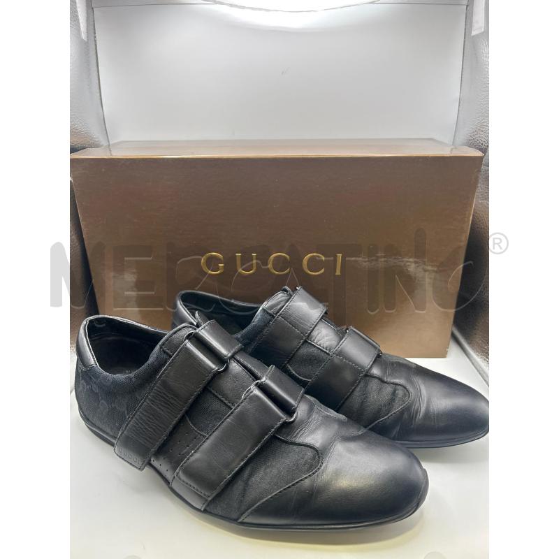 GUCCI SCARPE UOMO NERE TESSUTO PELLE DOPPIO STRAPPO | Mercatino dell'Usato Roma porta maggiore 1