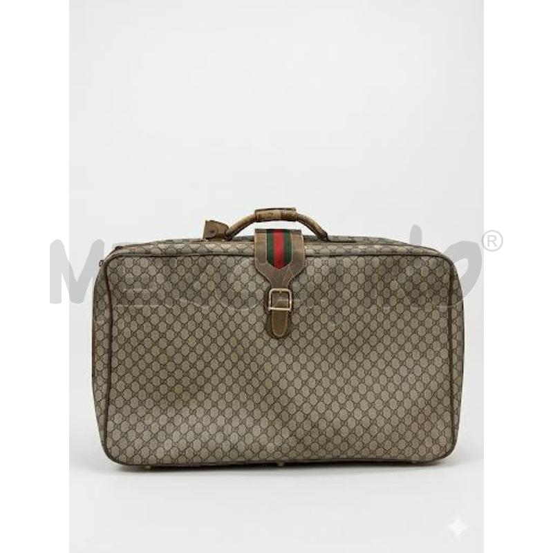 GUCCI VALIGIA IN CANVAS MONOMGRAM MARRONE E BEIGE DETTAGLI IN OTTONE E FASCIA VERDE E ROSSA  | Mercatino dell'Usato Roma porta maggiore 1